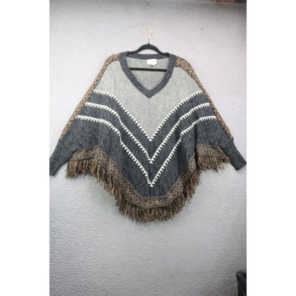 Fascination Wool Blend Aztec Poncho-Size S/M-Western-Cowgirl-Chunky Knit - Picture 1 of 9